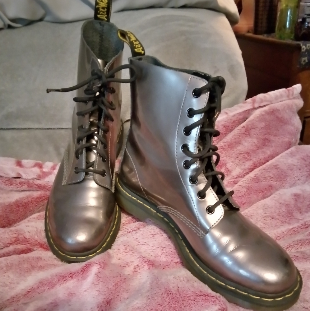 Dr. Martens | PASCAL Pewter Metallic Leather Boot size 10